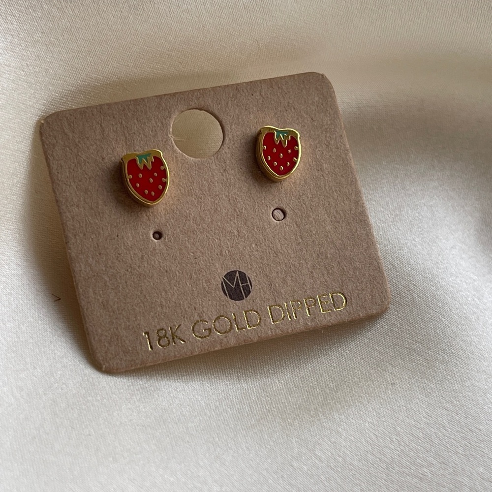 Strawberry Gold Dipped Earrings